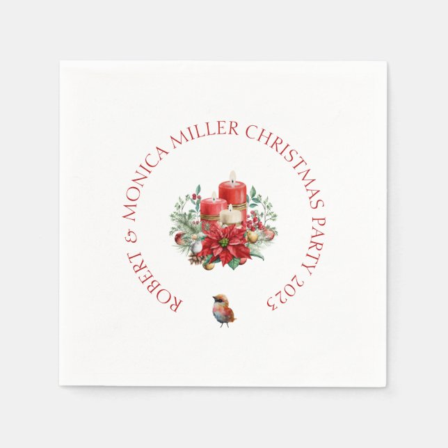 Joyful Vibe Weihnachten Blume & Kerzen Bouquet Serviette (Vorderseite)