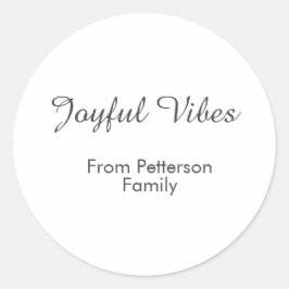 Joyful Vibes red Christmas add family name date Runder Aufkleber