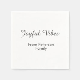 Joyful Vibes red Christmas add family name date Serviette