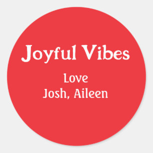 Joyful Vibes Rote Weihnachtsferien Liebe Runder Aufkleber