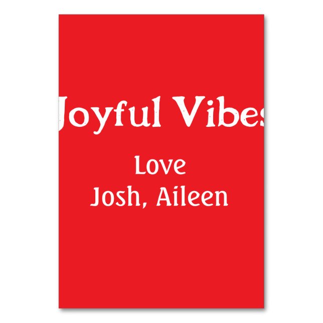Joyful Vibes Rote Weihnachtsferien Liebe Tischnummer (Vorderseite)