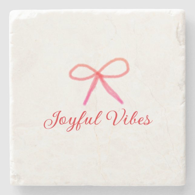 Joyful vibes Weihnachten RED BOW Ferien Familienna Steinuntersetzer (Vorderseite)