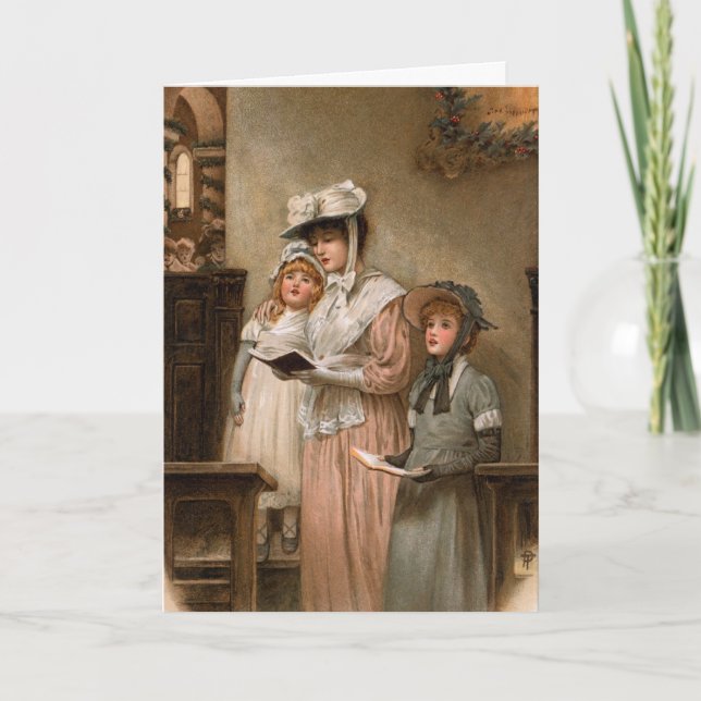 Joyful Vintage Weihnachtsgrüße Feiertagskarte (Vorderseite)