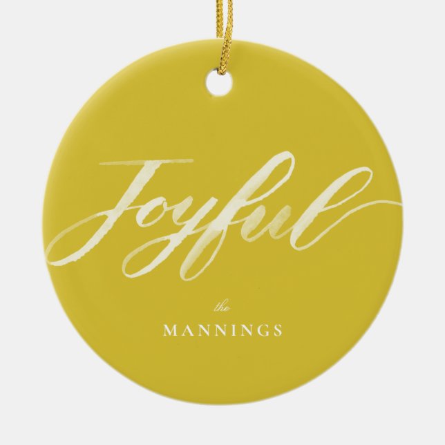 Joyful Watercolor Brush Lettern Flat Keramik Ornament (Vorne)