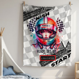 Joyful Watercolor Girl Racing Formel 1 Geschenk Fleecedecke