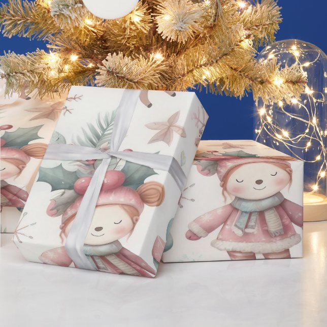 Joyful whimsical Weihnachtsbrille Geschenkpapier (Feiertage)