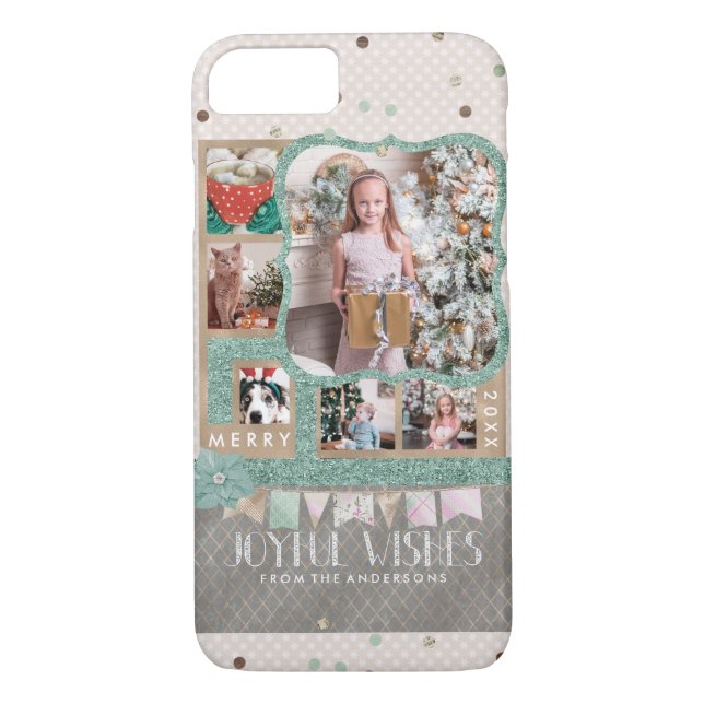 Joyful wünscht Weihnachten 6 Custom Foto Collage Case-Mate iPhone Hülle (Rückseite)