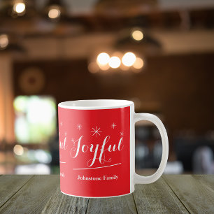 Joyful Xmas Geschenk Chic Skript Rustic Red Christ Kaffeetasse