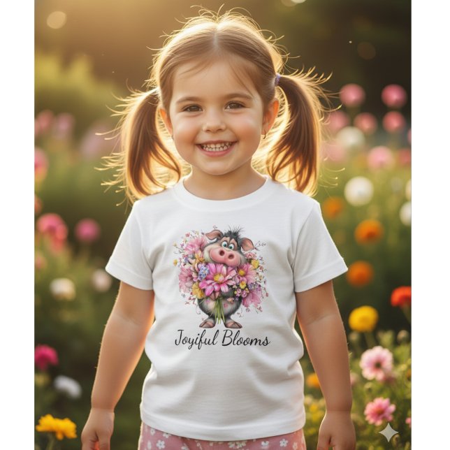 Joyiful Blooms Cute Pig Baby T-Shirt (Créateur téléchargé)