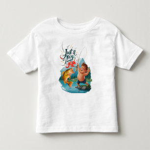 Joyous Boy Reeling in a Big Catch am ruhigen See Kleinkind T-shirt