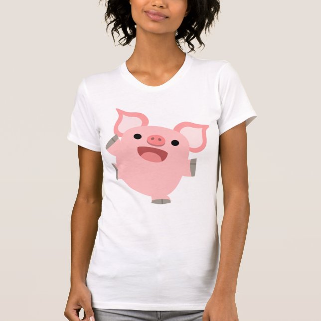 Joyous Cartoon Pig Women T - Shirt (Vorderseite)