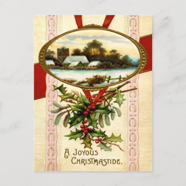 Joyous Christmastide Postcard Feiertagspostkarte (Vorderseite)