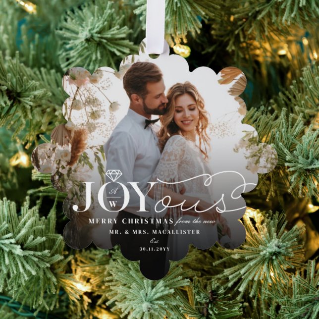 Joyous Diamond Ring Monogram Classic Wedding  Ornament Karte (Insitu (Baum))