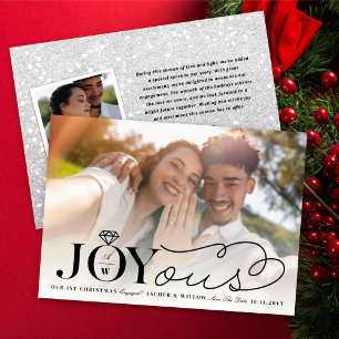 Joyous Diamond Ring Monogram Foto Save the Date Feiertagskarte