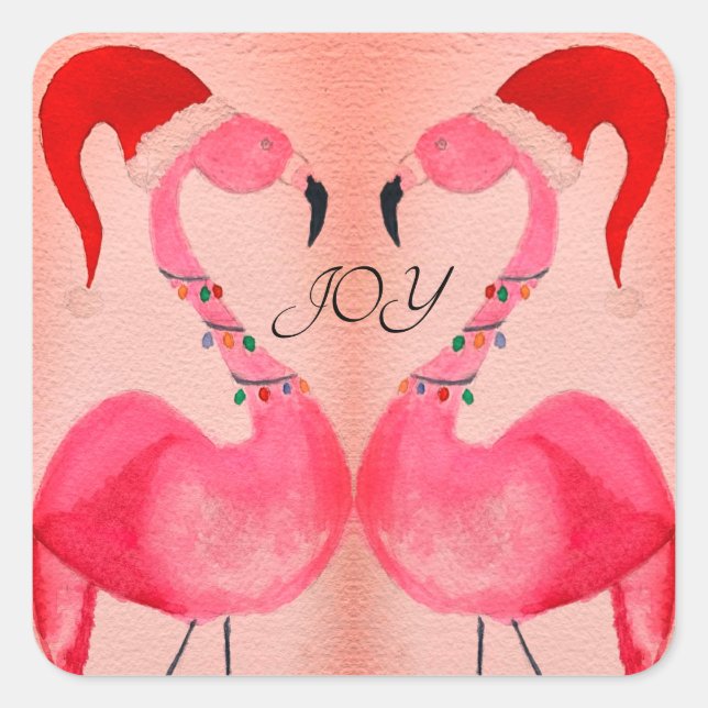 Joyous Flamingo Christmas Stickers (Vorderseite)