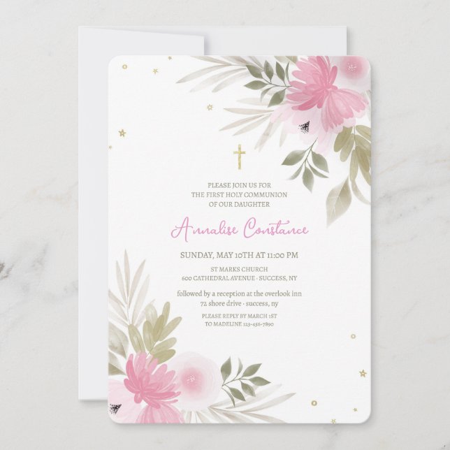 Joyous Floral Religious Invitation (Devant)