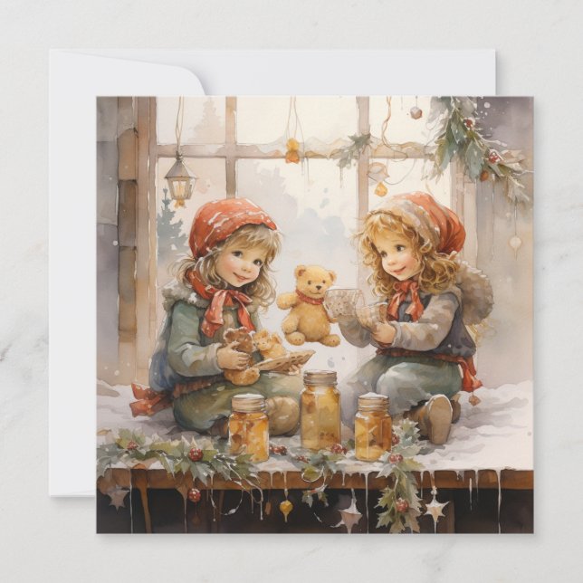 Joyous Hearts: Weihnachtswärme Feiertagskarte (Vorderseite)