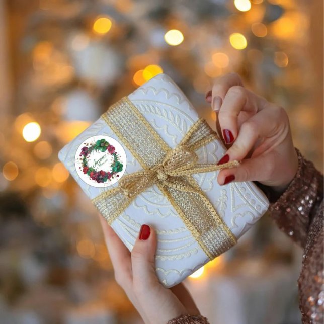 Joyous Moments Floral holiday Wreath Sticker (Von Creator hochgeladen)