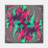 Joyous Red Fraktal Magnet