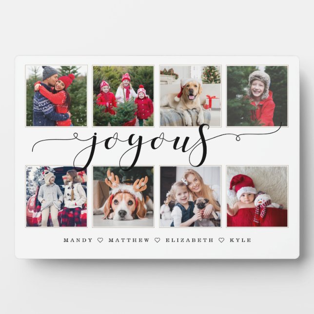 Joyous Script Family Photo Keepsaké Collage Plaque (Devant)