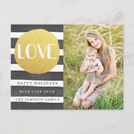 Joyous Stripes Holiday Foto Postkarte / LIEBE