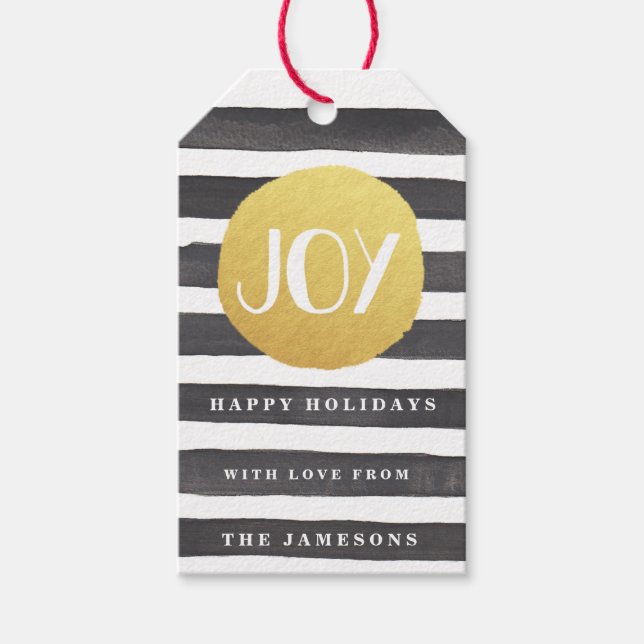 Joyous Stripes Holiday-Geschenketiketten Geschenkanhänger (Vorderseite)