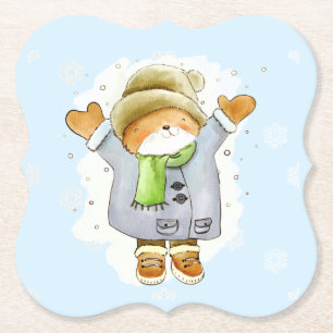 Joyous Winter Cat Untersetzer