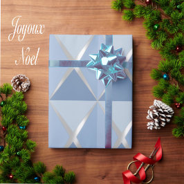 Joyoux Noel Christmas Blue Wrapping Paper Geschenkpapier
