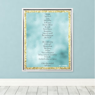Joy's Birth Gedicht Mint Gold Glitzer Leinwanddruck