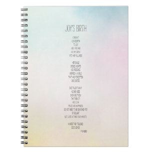 Joys Geburtsgedicht Inspiration Notizblock