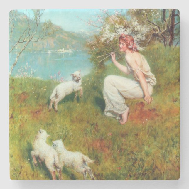 Joys of Spring (von John Collier) Steinuntersetzer (Vorderseite)