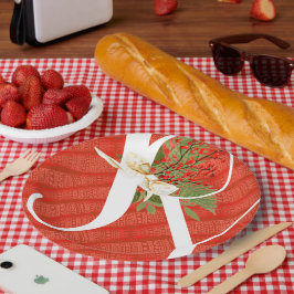 Joytypografie Zitat Rot und Grün Weihnachten Pappteller