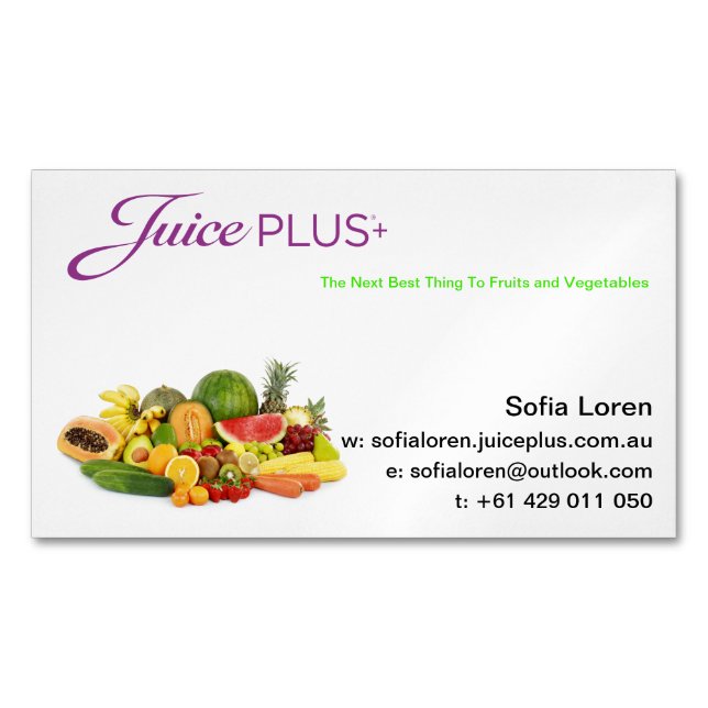 JP+ Magnet-frische Frucht-lila Logo (fertigen Sie) Magnetische Visitenkarte (Vorderseite)