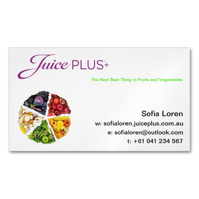 JP+ Magnetveggie-Torten-lila Logo (fertigen Sie) Magnetische Visitenkarte (Vorderseite)