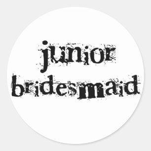 Jr. Bridesmaid Black Text Runder Aufkleber