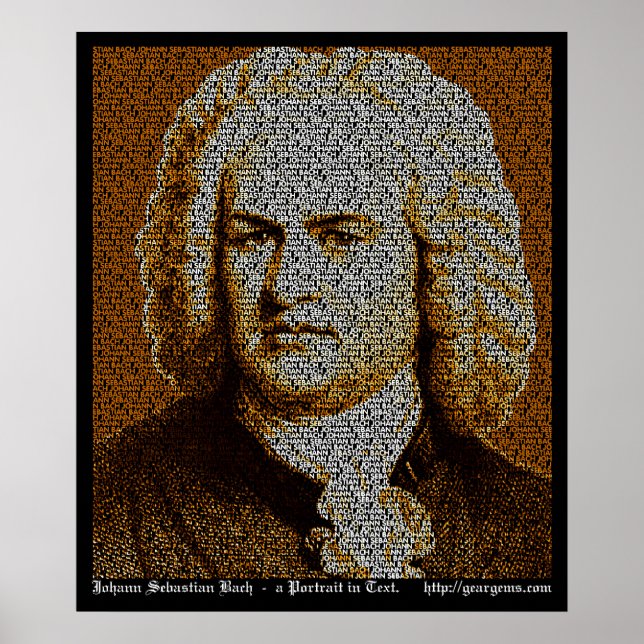 JS-Bach-Textportrait Poster (Vorne)