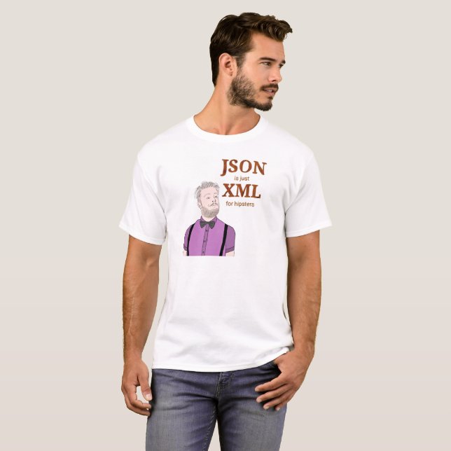 JSON ist gerade XML für Hipster T-Shirt (Vorne ganz)