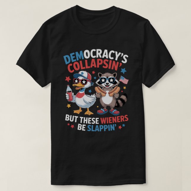 Ju 4. von der Funny Democracy Collapse Dackel Slap T-Shirt (Design vorne)