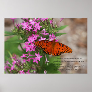 Juan-8:31, 32 legen Mariposa GolfFritillary herein Poster