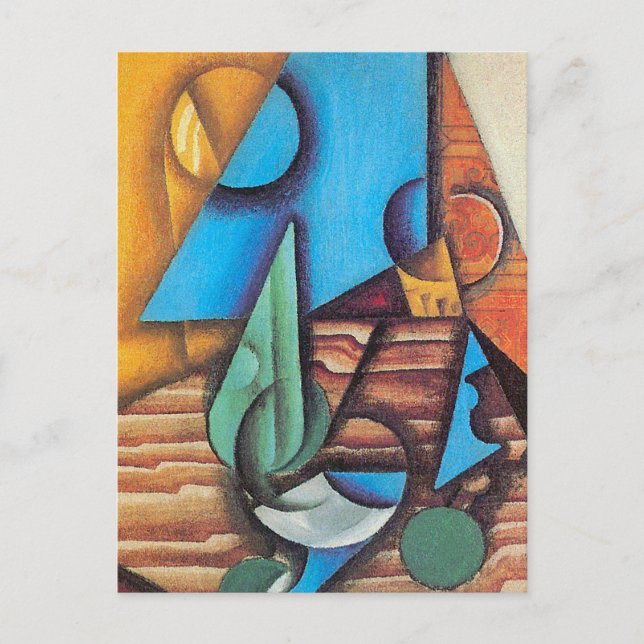 Juan Gris - Flaschen & Glas auf einem Tisch Abstra Postkarte (Vorderseite)
