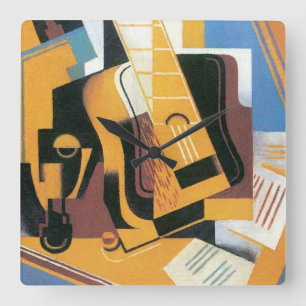 Juan Gris - Fotografie der Gitarre Abstrakte Kunst Quadratische Wanduhr