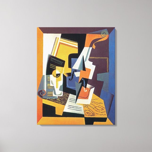 Juan Gris - Geige und Glas - Abstrakte Kunst Leinwanddruck (Vorderseite)