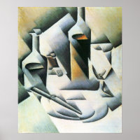 Juan Gris - Stillleben mit Flaschen und Messern