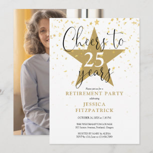 Jubel an Gold Stars Foto Rente Party Einladung