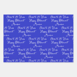Jubel auf 20 Jahre Royal Blue Happy Retirement Geschenkpapier Set