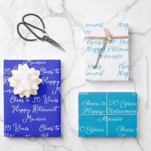 Jubel auf 20 Jahre Royal Blue Happy Retirement Geschenkpapier Set