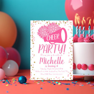 Jubelparty Cheerleading Geburtstag Rosa Konfetti I Einladung