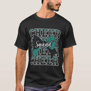 Jubelteam Grün Schwarze Schleife Sport Cheerleader T-Shirt