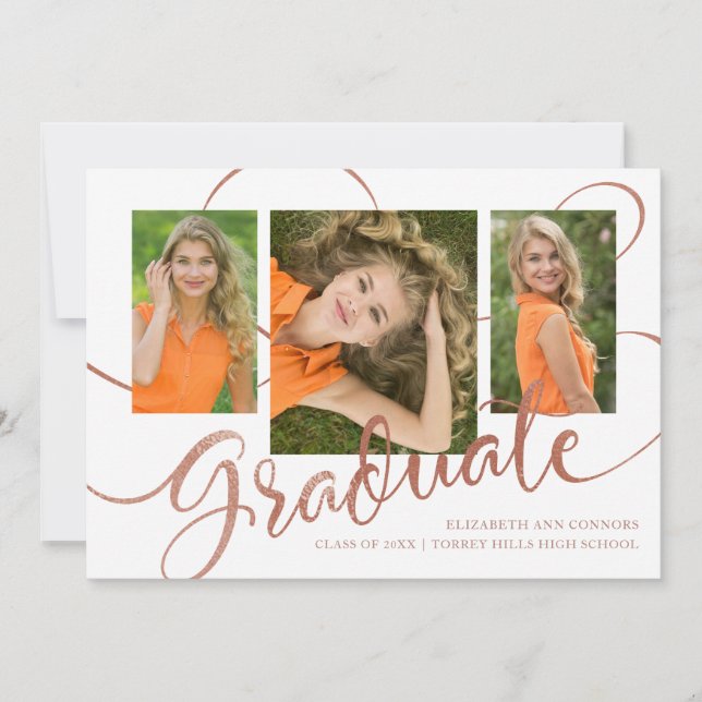 Jubilant Grad Faux Rose Gold Multi Carte photo (Devant)