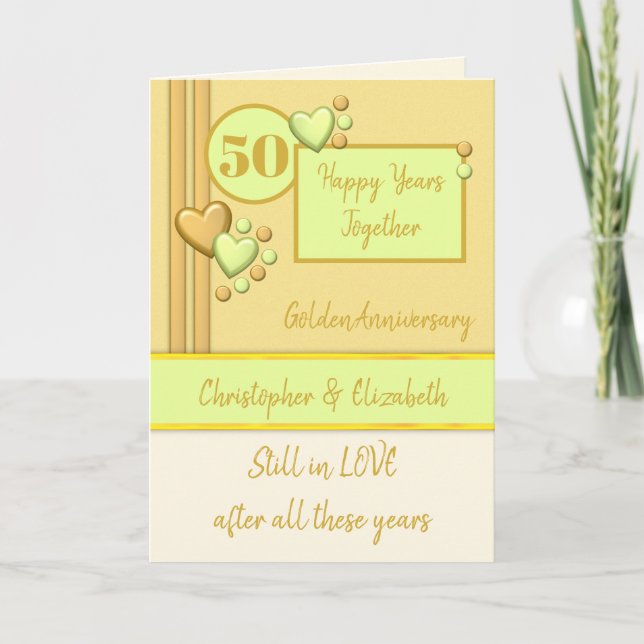 Jubiläum 50. Golden 50 Jahre grüne Sahne Karte (Vorderseite)
